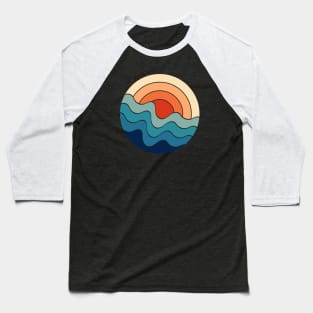 Retro 80s Art Sunrise Over The Ocean Waves Baseball T-Shirt